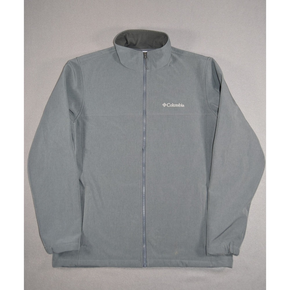 Columbia Jacket Mens Large Grey Ascender Softshell Fleece Lined Full Zip